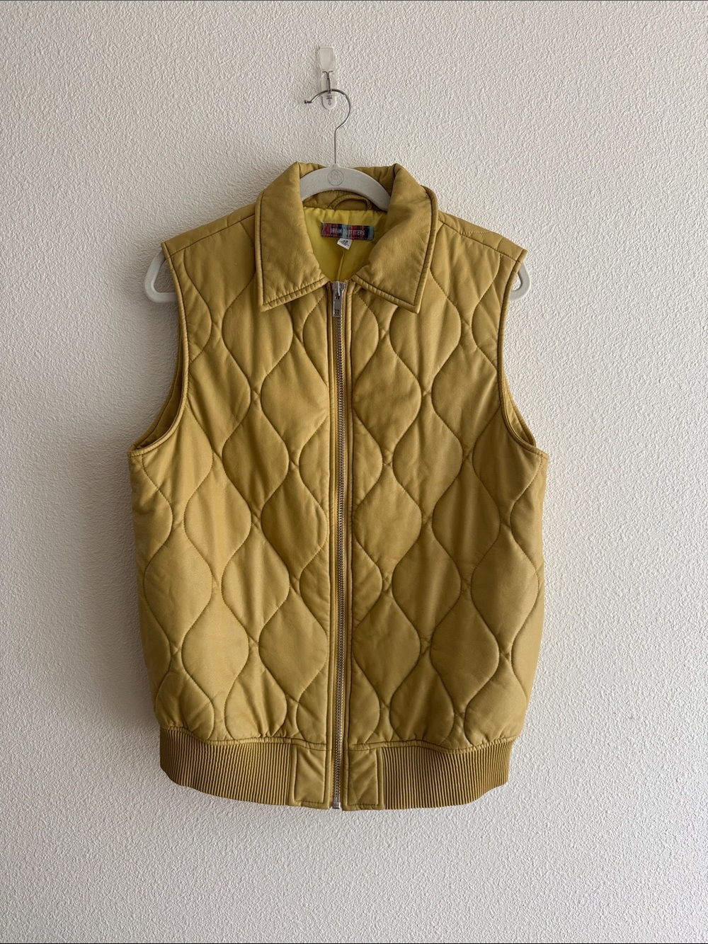Urban Outfitters Faux Leather Quilted Vest - Mustard